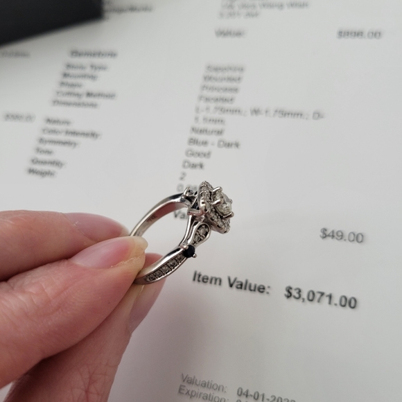 BAND SOLD!!14K WHITE GOLD VERA WANG DIAMOND & SAPPHIRE WISH 2 PC BRIDAL SET S: 5 - Picture 5 of 16